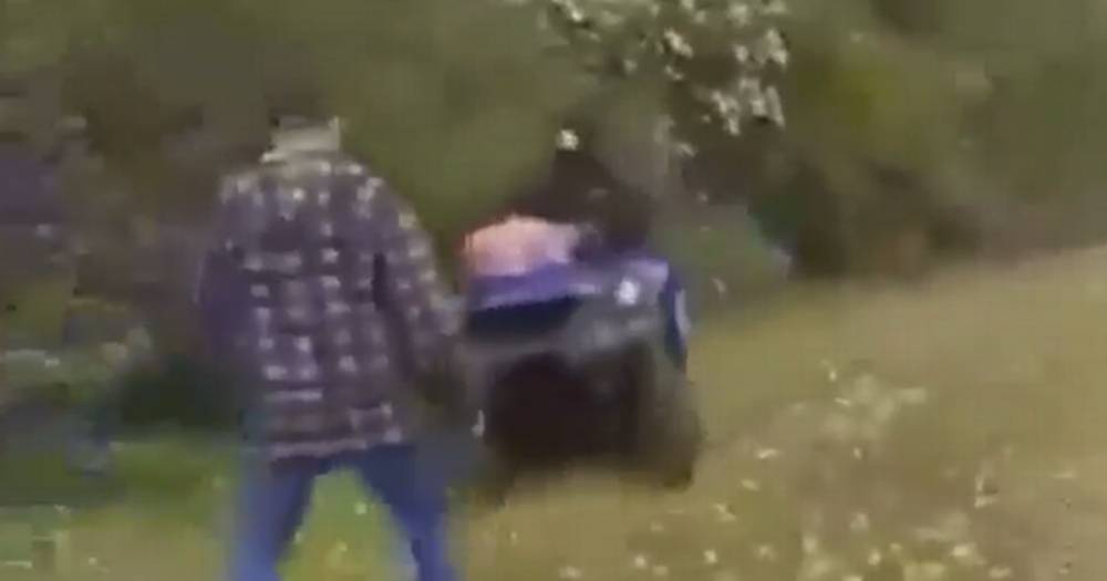Horror footage shows masked quad biker run over girl, 4, and grandad on lockdown walk - dailyrecord.co.uk