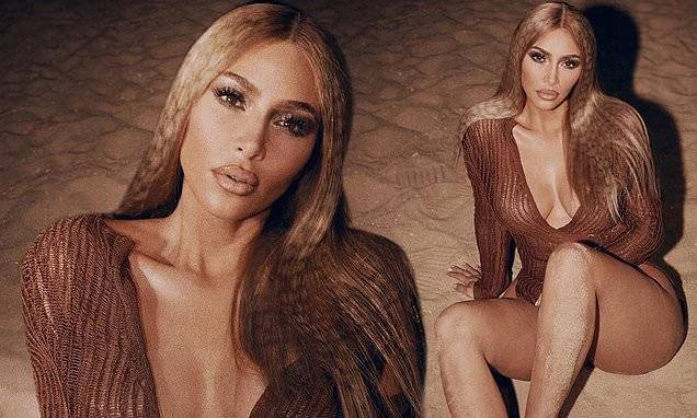 Kim Kardashian - Chris Appleton - Kim Kardashian debuts bold 'fishnet hair' in sultry snapshots taken during late night beach shoot - dailymail.co.uk
