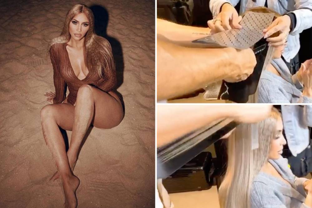 Kim Kardashian - Kim Kardashian stuns with striking ‘fishnet hair’ in sultry beach poses as lockdown rows with Kanye West revealed - thesun.co.uk