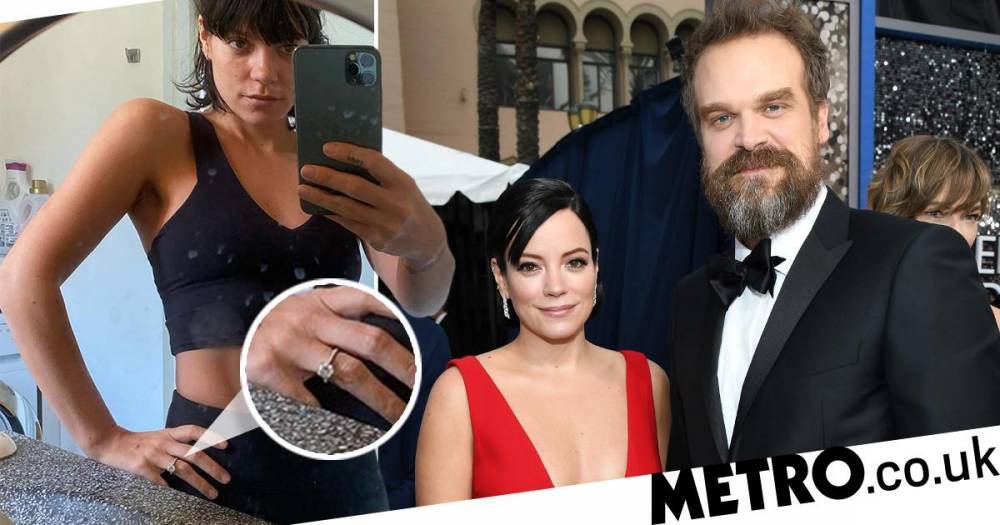 Lily Allen - David Harbour - Lily Allen seems to confirm she’s engaged to David Harbour with cryptic ring pic - metro.co.uk