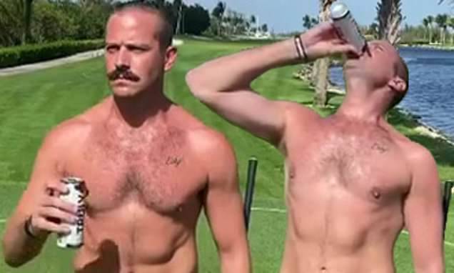 Armie Hammer goes shirtless and chugs a beer during golf outing in The Caribbean - dailymail.co.uk - Usa - county Chambers - city Elizabeth, county Chambers