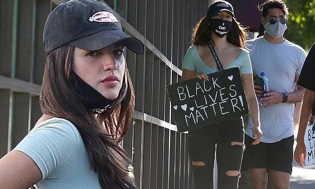 Eiza Gonzalez stands with protestors at a Black Lives Matter rally in West Hollywood - dailymail.co.uk