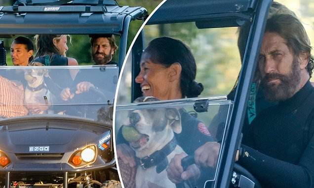 Morgan Brown - Gerard Butler - Gerard Butler in wet suit drives 4x4 ATV home after surf session in Malibu with galpal Morgan Brown - dailymail.co.uk - Scotland - county Brown - county Butler