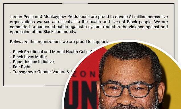 Jordan Peele donates $1 million across five organizations devoted to helping the black community - dailymail.co.uk - Jordan