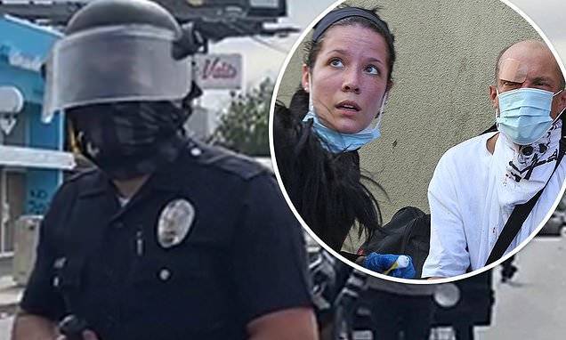 Halsey shares footage from demonstrations in LA as police fire tear gas canisters at protestors - dailymail.co.uk - Usa - Los Angeles