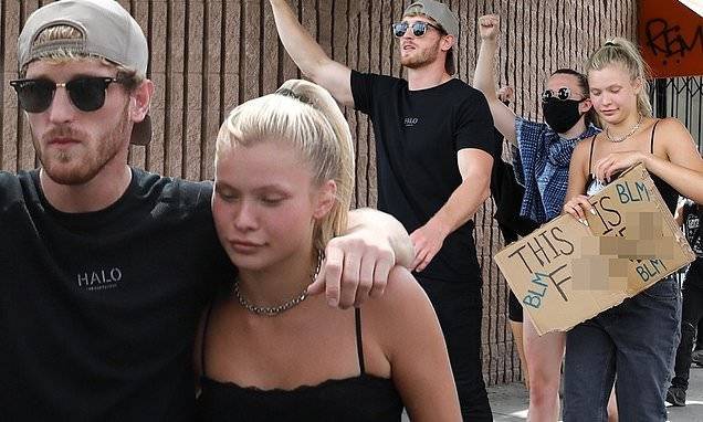 Logan Paul - George Floyd - Logan Paul and girlfriend Josie Canseco support Black Lives Matter as they protest in Hollywood - dailymail.co.uk - state Minnesota - city Hollywood - city Minneapolis, state Minnesota