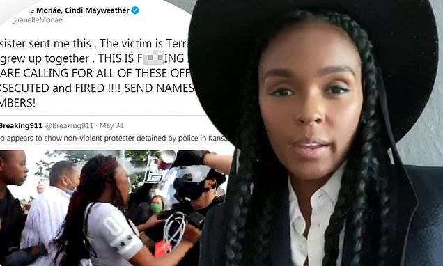 Janelle Monae - Janelle Monae calls for Kansas City cops who violently arrested peaceful protester to be 'fired' - dailymail.co.uk - Usa - state Kansas - city Kansas City