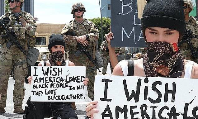 George Floyd - Madison Beer takes to the streets of Hollywood for another protest - dailymail.co.uk - Jordan - city Hollywood
