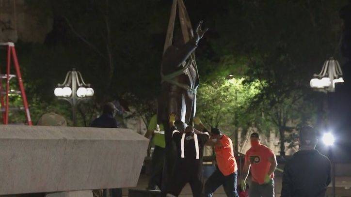 Jim Kenney - Lauren Johnson - Frank Rizzo - "It's finally gone": Frank Rizzo statue removed from plaza of Municipal Services Building - fox29.com