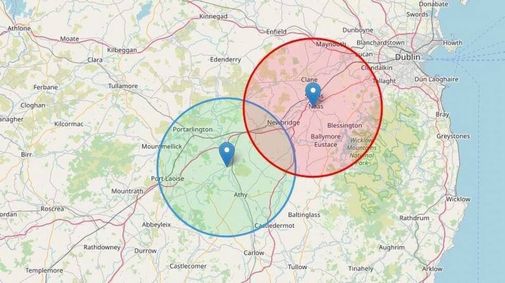 Website shows overlapping areas where people can meet - rte.ie - Ireland