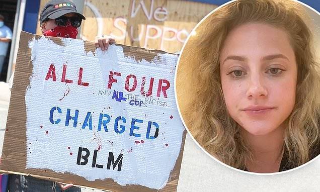 Lili Reinhart - Lili Reinhart shows support for BLM and joins police brutality protest after coming out as bisexual - dailymail.co.uk - county George - city Santa Monica - county Floyd - city Minneapolis, county Floyd