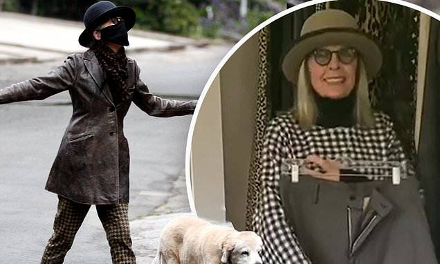Eric Garcetti - Diane Keaton - Diane Keaton spreads her arms on LA walk with dog... after cleaning out closet to donate clothes - dailymail.co.uk