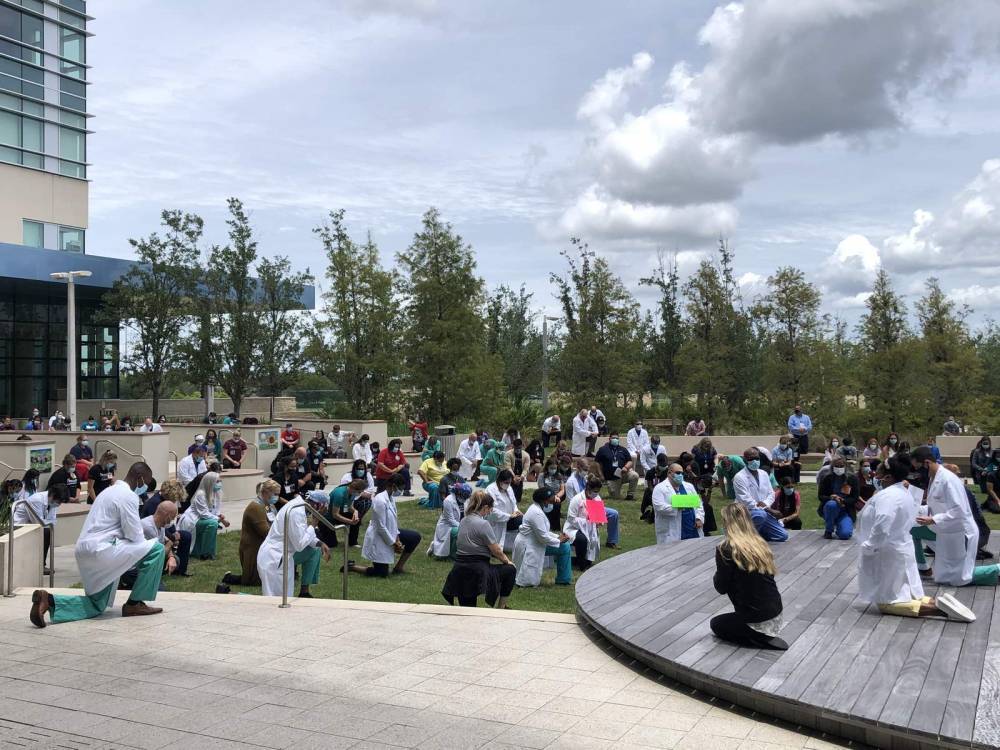 George Floyd - Nemours Children’s Hospital staff kneel in silence in support of ‘White Coats 4 Black Lives’ movement - clickorlando.com - state Florida - county Orange - county Lake - city Orlando - city Minneapolis