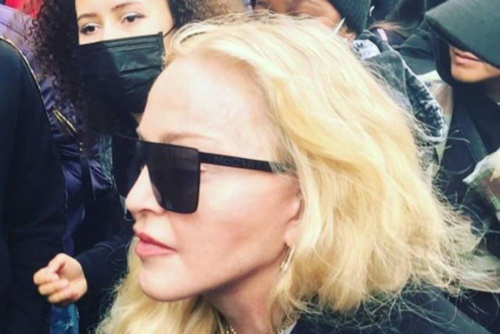 George Floyd - Madonna hobbles on crutches and shouts ‘no justice, no peace’ as she leads stars in Black Lives Matter protest in London - thesun.co.uk - city London - city Minneapolis
