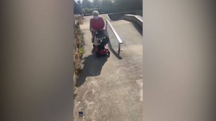 ‘Weee!’: Grandma rides mobility scooter in skate park to celebrate after months in quarantine - fox29.com