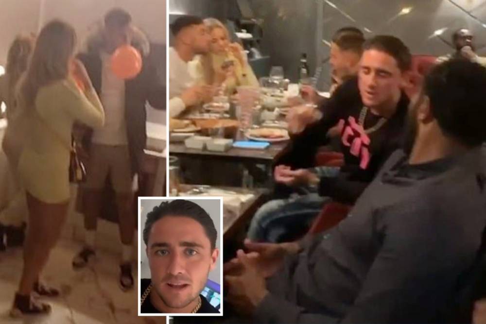 Stephen Bear breaks lockdown rules at a restaurant with thirty friends and fails to social distance at his house party - thesun.co.uk