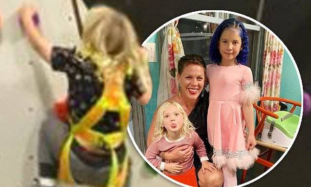 Carey Hart - Pink shows off her strength as she enjoys fun-filled day of indoor rock climbing with her children - dailymail.co.uk