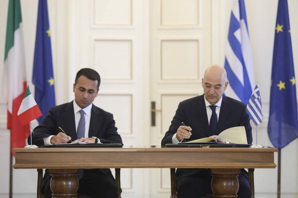 Kyriakos Mitsotakis - Luigi Di-Maio - Greece, Italy sign deal on demarcating maritime boundaries - clickorlando.com - Italy - Greece - city Athens - region Mediterranean