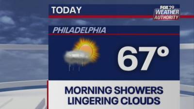 Sue Serio - Weather Authority: Rain to give way to lingering clouds, some sun Tuesday - fox29.com - state Delaware
