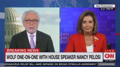 Nancy Pelosi - Wolf Blitzer - Pelosi lashes out at CNN's Wolf Blitzer as GOP 'apologist' during testy exchange on stalled COVID stimulus - foxnews.com - Usa