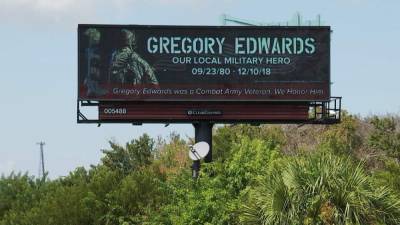 Gregory Edwards - Billboards honor combat veteran Gregory Edwards who died in custody - clickorlando.com - state Florida - county Brevard - city Daytona Beach - city Melbourne