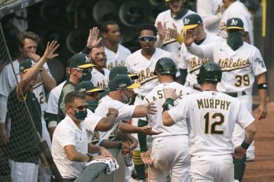 Sean Murphy - Pinder delivers timely hit, A's advance in playoffs at last - clickorlando.com - New York - Los Angeles - county Bay - city Chicago - city Tampa, county Bay - city Houston - Chad