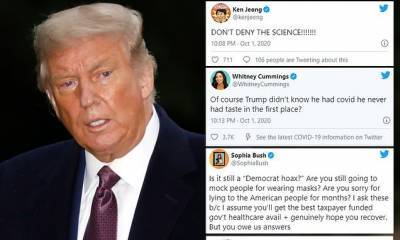 Donald Trump - Melania Trump - Padma Lakshmi - Sophia Bush - Social media lights up as celebrities comment on President Trump testing positive for coronavirus - dailymail.co.uk - Usa