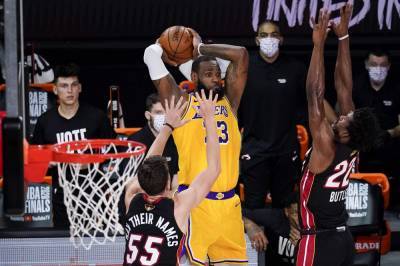 Anthony Davis - Danny Green - Lakers top Heat 102-96, take 3-1 lead in NBA Finals - clickorlando.com - Los Angeles - state Florida - county Lake - county Buena Vista - county Davis