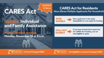 Jerry Demings - Orange County CARES Act assistance portal to reopen with expanded criteria - clickorlando.com - state Florida - county Orange