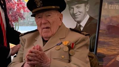 Delaware County WWII veteran surprised with drive-by parade on 105th birthday - fox29.com - state Delaware