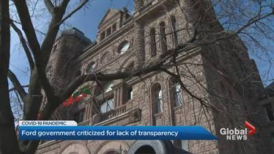 Doug Ford - Coronavirus: Ontario government criticized for lack of transparency - globalnews.ca