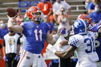 Tim Tebow - Kyle Trask - Kyle Pitts - Trask finds Pitts for 3 TDs, No. 6 Florida tops Kentucky - clickorlando.com - state Florida - state Kentucky - Georgia - city Gainesville, state Florida