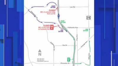 Entrance and exit ramp in Orange County to temporarily close on I-4 - clickorlando.com - state Florida - county Orange