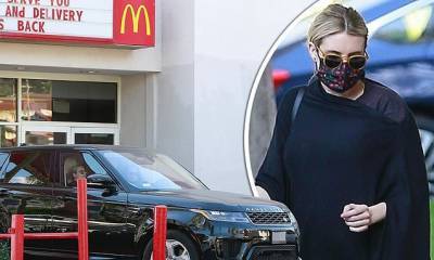 Emma Roberts - Emma Roberts drapes her baby belly in a flowy shawl as she hits up the McDonald's drive-thru - dailymail.co.uk - Los Angeles