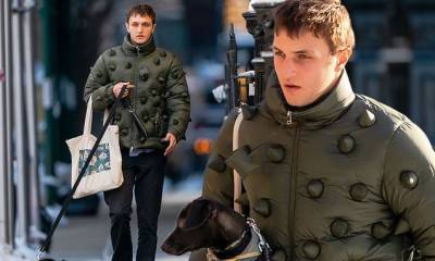 Anwar Hadid takes mask-free stroll with dog Dexter in NYC while clad in $3K Moncler Genius jacket - dailymail.co.uk - New York