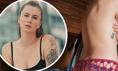Ireland Baldwin puts on provocative display as she goes topless in knit skirt for Zoom meeting - dailymail.co.uk - Ireland