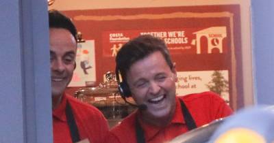 Declan Donnelly - Ant and Dec laugh uncontrollably as they serve Costa Coffee customers at drive-thru cafe - mirror.co.uk