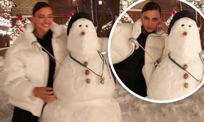 Irina Shayk - Irina Shayk strikes a pose after building an impressive snowman as shares snaps from family time - dailymail.co.uk - New York - Russia - county Lea