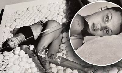 Bella Hadid - Calvin Klein - Bella Hadid goes topless and sprawls out in a ball pit as model shares sexy shots from new shoot - dailymail.co.uk