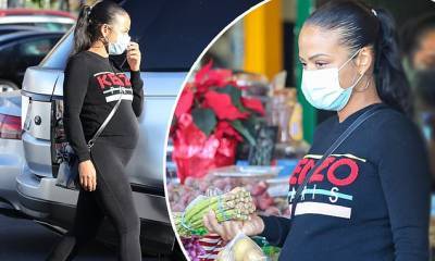 Christina Milian - Pregnant Christina Milian shows off her growing baby bump as she steps out in West Hollywood - dailymail.co.uk - state California - city Hollywood, state California