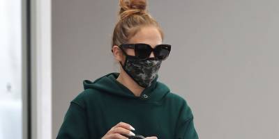 Jennifer Lopez - J.Lo Pairs Emerald Green Sweatpants with a Sleek Black Birkin Bag in Beverly Hills - harpersbazaar.com - city Beverly Hills
