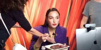 Gal Gadot Eats Chocolate Cake While Doing 'Wonder Woman 1984' Virtual Press Junket - justjared.com