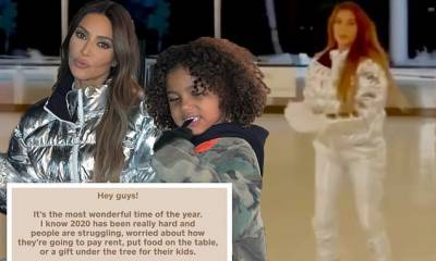 Kim Kardashian - Lake Tahoe - Kim Kardashian shares cute video of her and her kids ice skating before announcing money giveaway - dailymail.co.uk