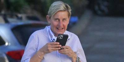 Portia De-Rossi - Ellen DeGeneres Wears Her Face Mask Around Her Neck Days After Positive Coronavirus Diagnosis - justjared.com - Los Angeles