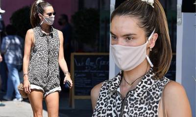 Alessandra Ambrosio - Alessandra Ambrosio flaunts her toned model legs in a leopard print jumpsuit while running errands - dailymail.co.uk - Los Angeles - city Los Angeles