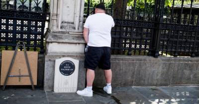 Priti Patel - Man spotted urinating beside memorial to murdered PC Palmer at far-right protest - dailystar.co.uk