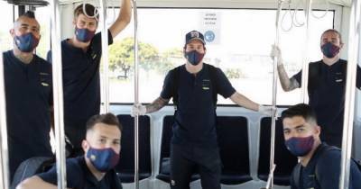 Lionel Messi - Los Blancos - Quique Setien - Barcelona and Lionel Messi travel for Majorca game wearing masks on public transport - dailystar.co.uk - city Madrid, county Real - county Real