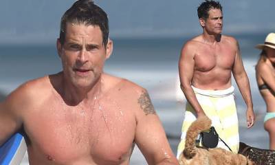 Rob Lowe - Rob Lowe, 56, goes shirtless while getting wet and wild in Santa Barbara with son Matthew - dailymail.co.uk - Usa - county Santa Barbara