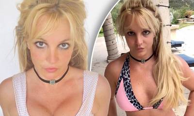 Britney Spears - Britney Spears, 38, debuts her new bangs in sultry bikini photos - dailymail.co.uk