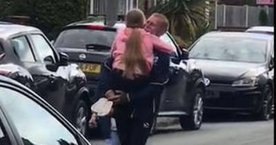 Touching moment a nine-year-old hugs her grandparents for the first time in 81 days due to lockdown - manchestereveningnews.co.uk - Britain